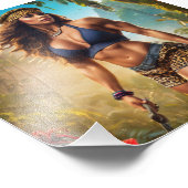 Vrouw Bodybuilder Showcase Power in Leopard Skin Foto Afdruk (Hoek)