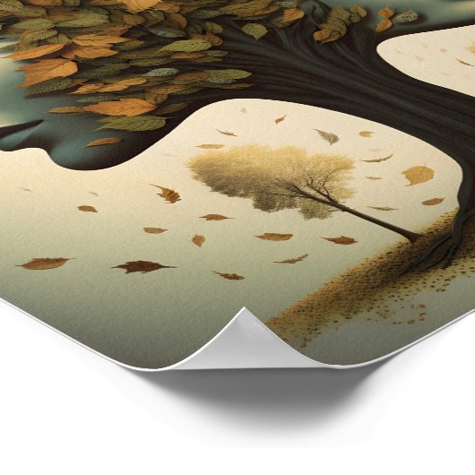 Vrouw bomen met blaasjes poster (Hoek)