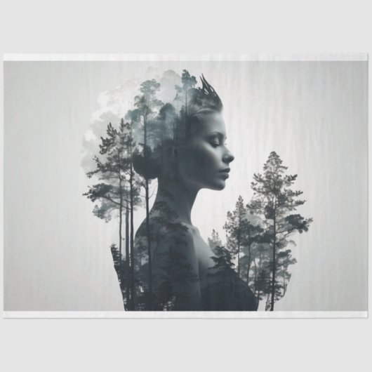 Vrouw boven ontbossing blootgesteld tissuepapier (Voorkant)