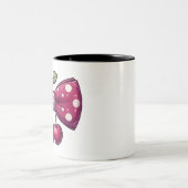 Vrouw Bow Haar Cherry Fruit lintMok Tweekleurige Koffiemok (Center)