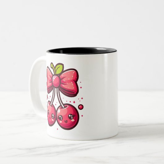 Vrouw Bow Haar Cherry Fruit Love lint Mok (Voorkant links)