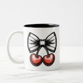 Vrouw Bow Hair Cherry FruitMug Tweekleurige Koffiemok (Links)