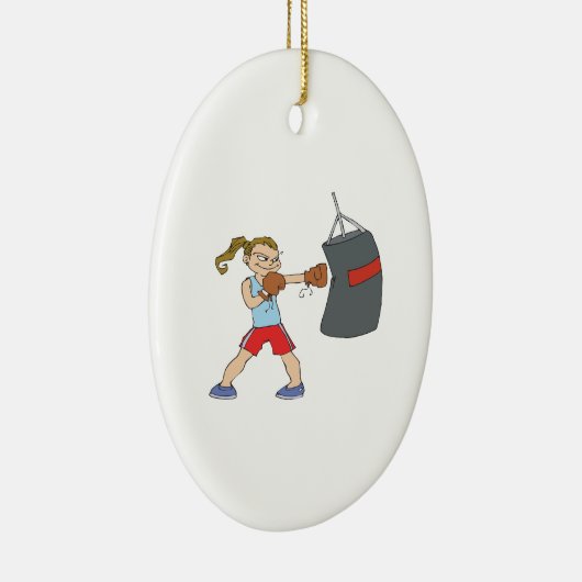 Vrouw Boxer Keramisch Ornament (Rechts)
