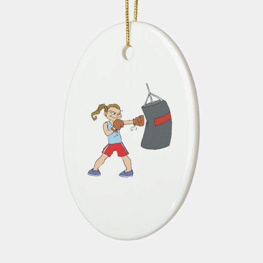 Vrouw Boxer Keramisch Ornament (Links)