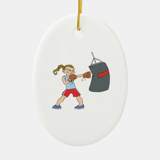 Vrouw Boxer Keramisch Ornament (Voorkant)