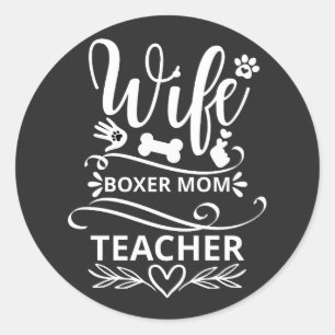 Vrouw Boxer Moeder Leraar Grappige Hond Ronde Sticker
