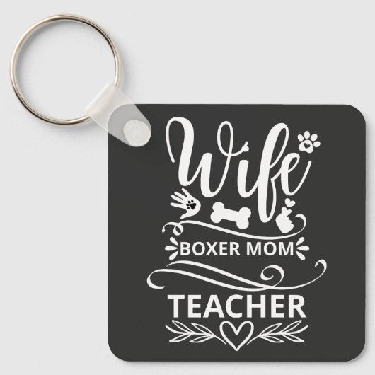 Vrouw Boxer Moeder Leraar Grappige Hond Sleutelhanger (Voorkant)
