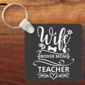 Vrouw Boxer Moeder Leraar Grappige Hond Sleutelhanger (Voorkant)