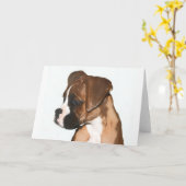Vrouw boxer pup wenskaart kaart (Gele Bloem)