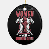 Vrouw Brandweerman Echte Vrouwen Draag Bunker Gear Keramisch Ornament (Links)