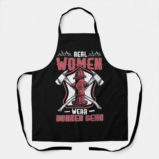 Vrouw Brandweerman Echte Vrouwen Draag Bunker Gear Schort (Voorkant)