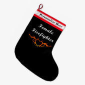 Vrouw brandweerman grote kerstsok (Voorkant (Hangend))
