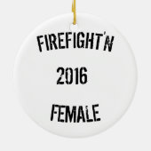 Vrouw brandweerman keramisch ornament (Achterkant)