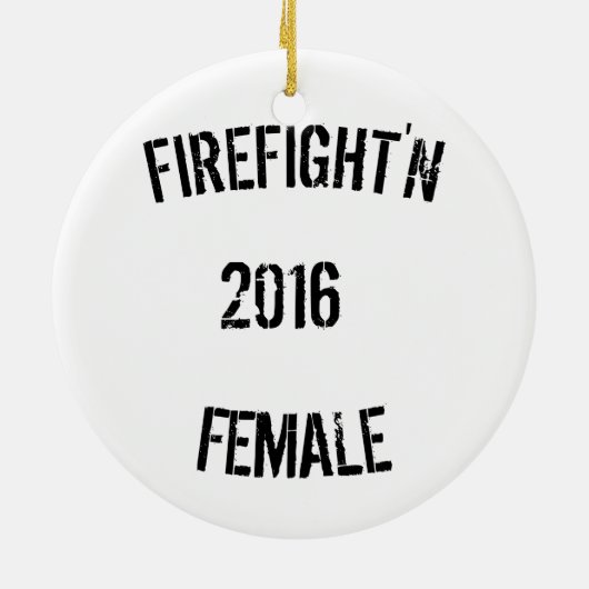Vrouw brandweerman keramisch ornament (Achterkant)
