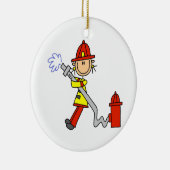 Vrouw Brandweerman met Slang T-shirts en geschenke Keramisch Ornament (Rechts)