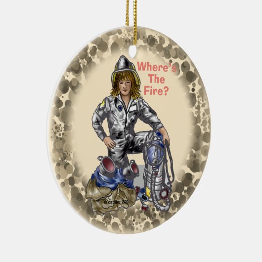 Vrouw brandweerman Ornament (Rechts)