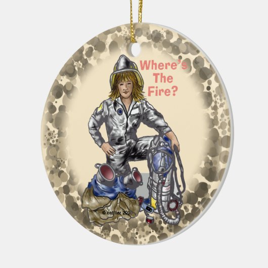Vrouw brandweerman Ornament (Links)