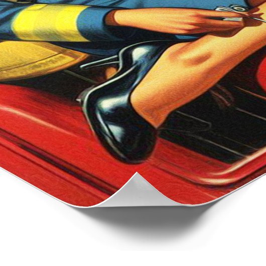  Vrouw brandweerman Poster (Hoek)