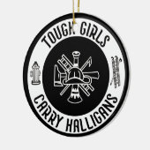 Vrouw brandweerman stoere meisjes dragen halligans keramisch ornament (Links)