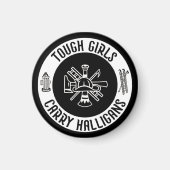 Vrouw brandweerman stoere meisjes dragen halligans magneet (Voorkant)