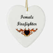 Vrouw brandweerman Tattoo Keramisch Ornament (Rechts)