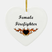 Vrouw brandweerman Tattoo Keramisch Ornament (Voorkant)