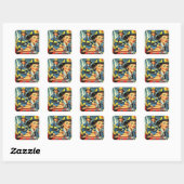  Vrouw brandweerman Vierkante Sticker (Vel)