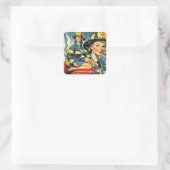  Vrouw brandweerman Vierkante Sticker (Tas)