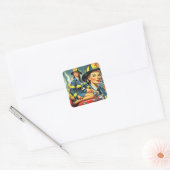  Vrouw brandweerman Vierkante Sticker (Envelop)