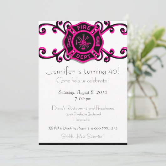 Vrouw brandweervrouw uitnodiging (Staand voorkant)