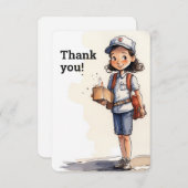 Vrouw briefdrager bedankkaart (Voorkant / Achterkant)