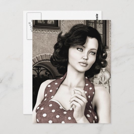  vrouw briefkaart (Voorkant / Achterkant)