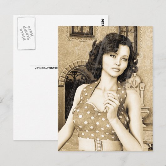  vrouw briefkaart (Voorkant / Achterkant)