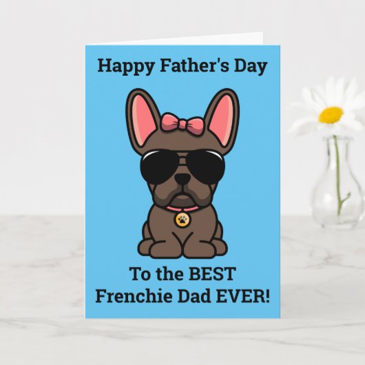 Vrouw Brown French Bulldog Vaderdag Card Kaart (Kleine Plant)