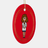 Vrouw Brunette Doctor kerstversiering Keramisch Ornament (Rechts)