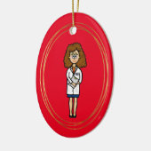 Vrouw Brunette Doctor kerstversiering Keramisch Ornament (Links)