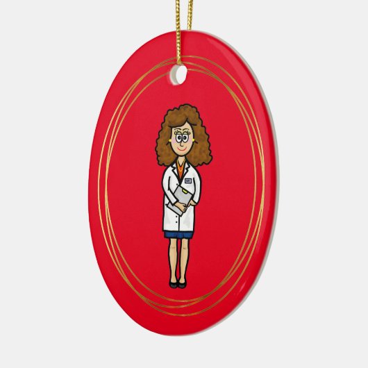 Vrouw Brunette Doctor kerstversiering Keramisch Ornament (Links)