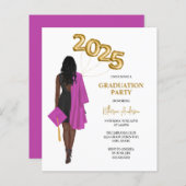 Vrouw Budget Roze Graduation Party Uitnodiging (Voorkant / Achterkant)