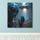 Vrouw buitenaardse wezens en UFO’s Canvas Afdruk (Insitu (Houten vloer))