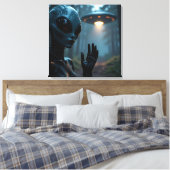 Vrouw buitenaardse wezens en UFO’s Canvas Afdruk (Insitu (Slaapkamer))