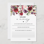 Vrouw Burgundy Floral deelt een geheugenkaart Bedankkaart (Voorkant)