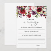 Vrouw Burgundy Floral deelt een geheugenkaart Bedankkaart (Voorkant / Achterkant)