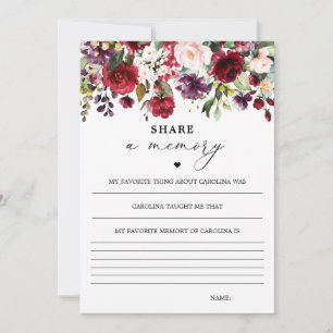 Vrouw Burgundy Floral deelt een geheugenkaart Bedankkaart