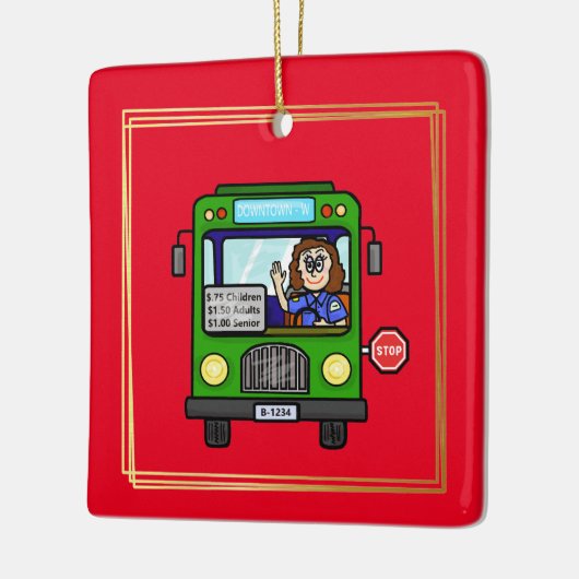 Vrouw buschauffeur kerstversiering keramisch ornament (Links)