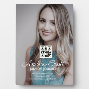 Vrouw Business Boss Foto naam toevoegen Q R code t Fotoplaat