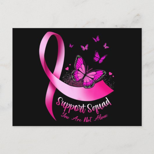 Vrouw Butterfly Support Squad Breast Cancer Warrio Briefkaart (Voorkant)