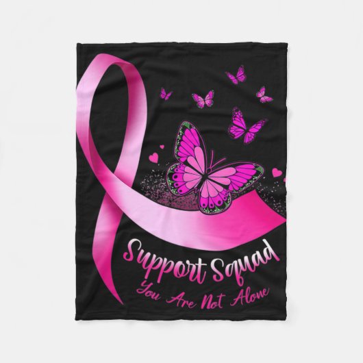 Vrouw Butterfly Support Squad Breast Cancer Warrio Fleece Deken (Voorkant)