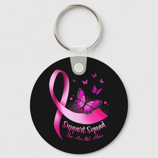 Vrouw Butterfly Support Squad Breast Cancer Warrio Sleutelhanger (Voorkant)