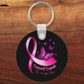 Vrouw Butterfly Support Squad Breast Cancer Warrio Sleutelhanger (Voorkant)