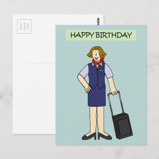Vrouw Cabin Crew Verjaardag Briefkaart (Voorkant / Achterkant)